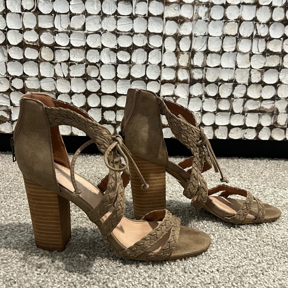 Mi.iM Tan Heeled Sandals with Gladiator Design